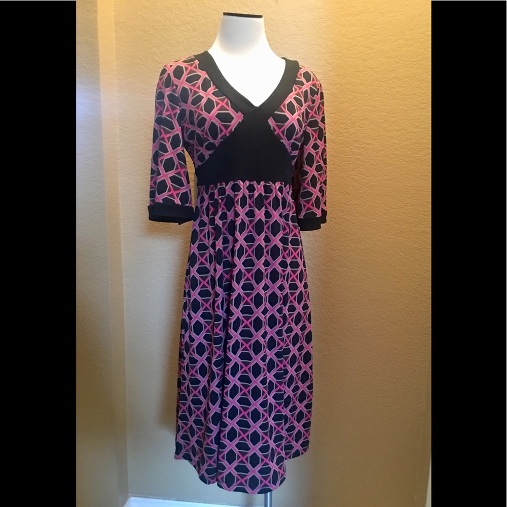 Style & Co.-Geometric Black Pink Dress